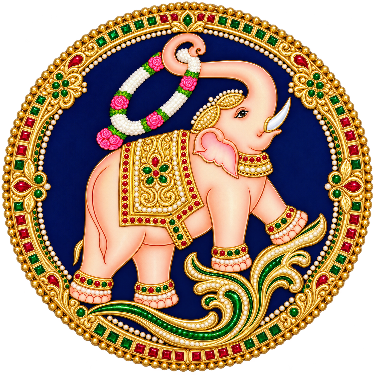 jeweled pink elephant medallion
