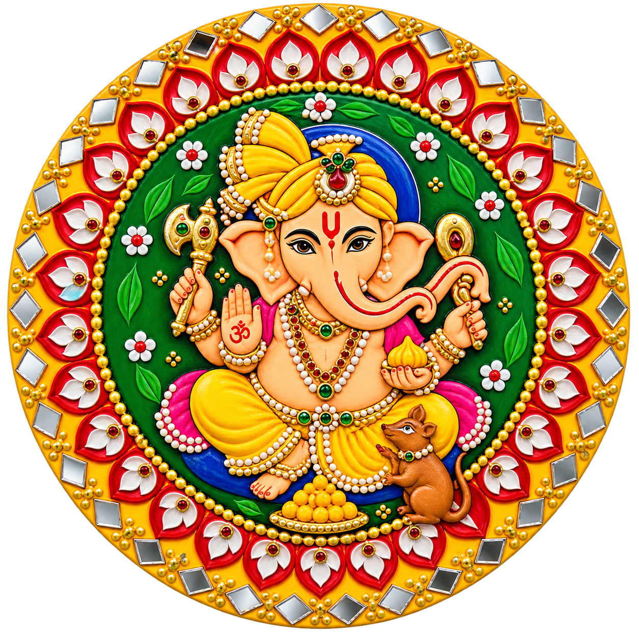 ornate ganesha mandala plaque